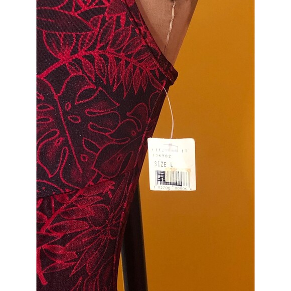 NWT. Y2K FINESSE U.S.A. MONSTERA Print Glitter Dress W/Lettuce Trim & Hem. S-M - Picture 6 of 10